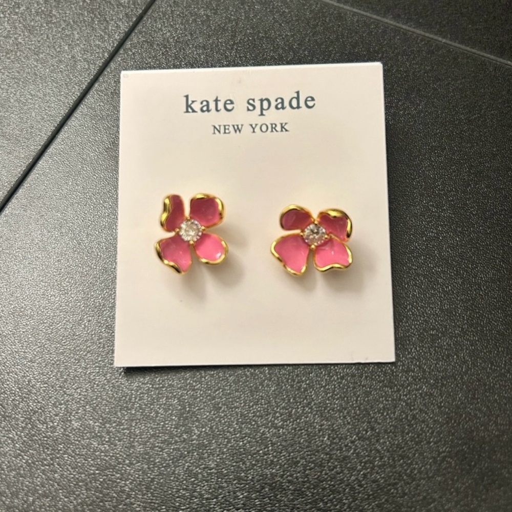 Kate Spade Pink and Gold Flower Earrings